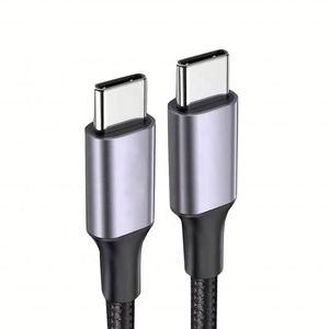 65W Nylon Braided USB <b>Type</b> <b>C</b> to <b>Type</b> <b>C</b> <b>Cable</b> Super Fast <b>Charging</b> Data <b>Cable</b> for Mobile Phones and Smart Watches - Product Image 3