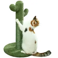 Cat Scratching Post Cactus Cat Scratcher Featuring with 3 Scratching Poles and Dangling Ball