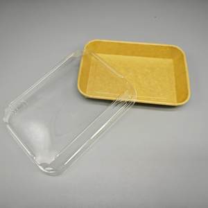 Caja de Papel Kraft de Grado Alimenticio para Pastelería, Postres, Pasteles, Bandeja Rectangular para Llevar Sushi con Tapa Transparente - Product Image 1