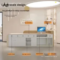 Comptoir d'accueil moderne de luxe en bois pour hôtel, salon de beauté, centre de bien-être, magasin de vêtements, clinique esthétique, hôpital, école