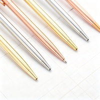 Stylo bille métallique électroplaqué Or rose et argent, stylos fins pour signature avec logo personnalisé, idéal pour les événements d'entreprise