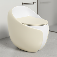 Sanitaires faciles à nettoyer, à poser au sol, vente chaude, chasse d'eau siphonique super puissante Tornado, forme d'œuf, couleur kaki, toilettes monobloc pour salle de bain