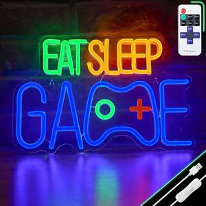 Enhon Gamer ragazzo camera decorazione insegna al <span class=keywords><strong>Neon</strong></span> mangiare gioco di sonno decorazione da parete bagliore luce notturna per gioco camera da letto decorazione della parete - Product Image 4