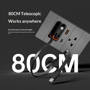 Enchufe de Pared Estándar Tailandés Tipo 118 con Cable Retráctil USB de Tres Orificios y Carga Rápida Tipo-C de 20W - Product Image 5