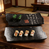 Assiettes à sushi en porcelaine de style Japandi, écologiques, rectangulaires, pour restaurant, barbecue, vaisselle de table, cuisine