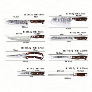 Offre Spéciale : Ensemble de 9 Couteaux de Cuisine en Acier Inoxydable 5Cr15MOV avec Bloc et Manche en Bois Pakka Écologique - Product Image 5