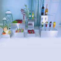 Ensemble de 9 pièces de luxe en acrylique argenté pour buffet, présentoir moderne poli pour desserts et aliments, idéal pour mariages et réceptions