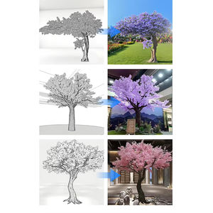 Grand arbre blanc en fleurs de cerisier artificiel pour décoration de cerisiers artificiels de mariage Fleur en plastique personnalisée rose blanche violette - Product Image 6