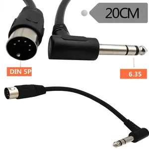 1.5M 90 degree Right angled MIDI Din 5Pin Male to Monoprice 6.35mm (1/4 Inch) Male TRSElectric piano guitar Stereo Audio Cable