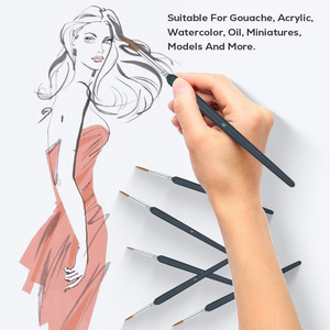 Pinceaux de peinture d'artiste en bois professionnel 10 pièces stylos ensembles de cheveux en Nylon épais pour peinture <span class=keywords><strong>acrylique</strong></span> aquarelle à l'huile - Product Image 4