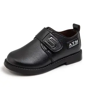 Hot Sale Large Size Customized Children Black Leather Dress Shoes Boy Kids Uniform Stock Shoes Back to School Shoe for Boys