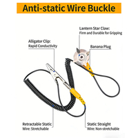 Kabel Grounding ESD Kelas Industri dengan Penjepit Baja Tahan Karat dan Gulungan Fleksibel untuk Lini Produksi Semikonduktor