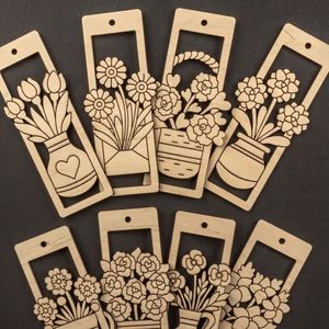 Wholesale Unique Shape Unfinished Boxwood Slice Flower Shape DIY Graffiti Pendant <b>Bookmark</b> China Gift - Product Image 3