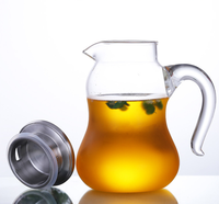 Carafe en verre borosilicate soufflé à la main, design gourde, grande capacité, pour eau froide et chaude, écologique, avec couvercle, pour usage domestique