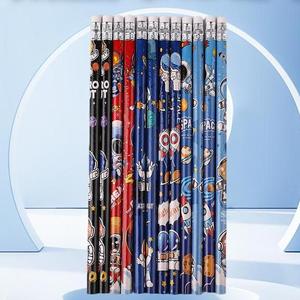 Crayons HB à succès avec tête de gomme ronde mignonne, crayons standard de qualité pour le dessin, thème astronaute, dessins animés pour l'école primaire - Product Image 4