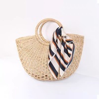 Sac à main en paille élégant avec détails de broderie Boho fourre-tout été plage mariage femmes accessoire sac à main en paille