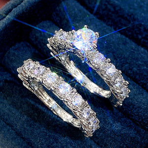 Set di Anelli con Grande Zircone per Coppie, Elegante Gioiello da Sposa per Proposta di Matrimonio - Product Image 4