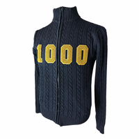 Vente en gros personnalisé 100% coton Alpha fraternité vêtements grecs Zip Chenille brodé Patch lettre Cardigan câble hommes de haute qualité