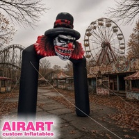 Portail de parc à thème d'horreur, Arche gonflable de clown pour entrée de maison hantée, Arche gonflable de clown chapeau noir personnalisée