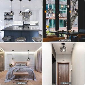 Petite suspension de cuisine en fer, luminaire suspendu avec abat-jour en cage métallique, design simple - Product Image 4