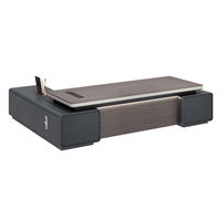 Escritorio Ejecutivo Moderno de 63 a 134 Pulgadas de Ancho con Gestión de Cables, Tomas de Corriente Integradas, Cajones con Cerradura e Iluminación LED Decorativa