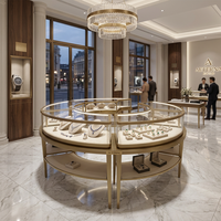 Vitrine de Luxe Combinée pour Bijoux, Comptoir en Verre Courbé, Mobilier Intérieur pour Magasin de Bijoux, Présentoir LED pour Centre Commercial