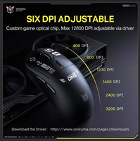 Souris de jeu ONIKUMA DM05 filaire et sans fil 2.4G, ergonomique, avec éclairage, 6400 DPI, optique, USB, pour ordinateur