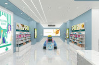 03-GJZYS002 Design d'intérieur professionnel pour pharmacie, éclairage LED écologique, logo personnalisé, durable, facile à nettoyer, boutique de médicaments