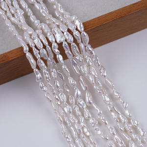 Collar de Perlas de Agua Dulce Naturales de Zhuji, 4-6 mm, Color Blanco y Rosa, Orificio Recto, Tamaño Corto, Collar de Perlas Semiterminado para DIY - Product Image 1