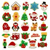 Patchs de Noël en chenille dorée à paillettes, à thermocoller, motif renne et canne à sucre