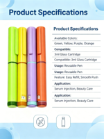 Appareil cosmétique compatible avec stylo applicateur de cartouche de beauté réutilisable, couleur et logo personnalisables