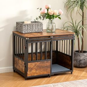 <b>Wooden</b> Heavy Duty <b>Dog</b> Pet House <b>Kennel</b> <b>Dog</b> Crate Furniture with Cushion for Large Medium <b>Dog</b> with Double Doors - Product Image 1