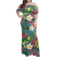 Robe longue d'été décontractée grande taille à épaules dénudées, volants, taille naturelle, en soie de lait, imprimé floral, avec fente