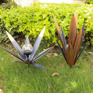 Garten Pfahl Blume Agave Craquele Dekoration Solar Rasen Lampe Licht Skulptur Diy handgemalte Metall Agave Pflanze - Product Image 3