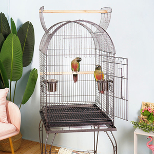 Cage à perroquet professionnelle en métal avec toit ouvrant et support roulant, grande volière durable pour perroquet gris africain - Product Image 1