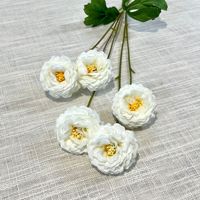5 têtes de fleurs artificielles de renoncule, tige unique de qualité supérieure pour arrangements de mariage, décoration intérieure, accessoires de photographie