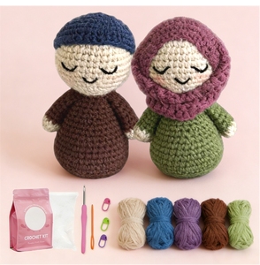 Kit de Ganchillo Uncinetto para Principiantes, <span class=keywords><strong>Amigurumi</strong></span>, <span class=keywords><strong>Muñeca</strong></span> DIY, Regalo de Ramadán, Juguete Islámico con Hiyab, <span class=keywords><strong>Muñeca</strong></span> Musulmana - Product Image 1