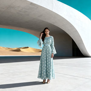 Vestido Abaya Elegante de Encaje de Poliéster Personalizado para Fiestas y Eventos para Mujeres Musulmanas, Proveedor Mayorista OEM - Product Image 3