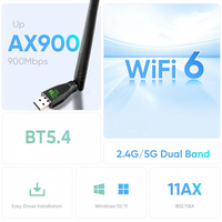 Adaptador WiFi 6 Inalámbrico AX900 para PC de Escritorio y Portátil, BT5.4 2.4G 5GHz, Dongle USB WiFi Portátil, Sin Controlador, para Win 10/11