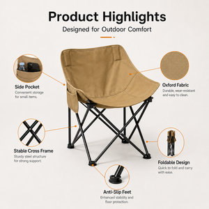 Portable Durable Folding Modern <b>Moon</b> <b>Chair</b> with Backrest for Outdoor Garden Park <b>Camping</b> Picnic Beach Leisure - Product Image 1