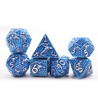 Ensemble de dés de jeu de société à échelle dragon bleu dnd, jeu de dés à bord pointu en métal, prix bas