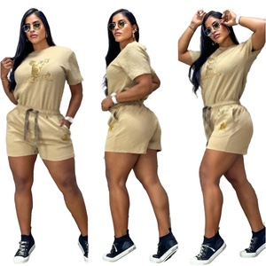 Nuevo Conjunto de 2 Piezas para Mujer, Diseño de Diseñador, 100% Algodón, Estampado 3D, Cuello Redondo, Manga Corta, Camisa Casual de Verano, Cinturón de Color Intenso y Pantalones Cortos - Product Image 2