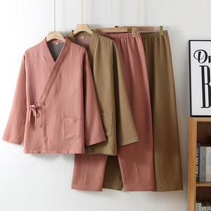 <span class=keywords><strong>Pigiama</strong></span> da donna in puro cotone primavera autunno estate donna senza stampa in maglia traspirante in stile giapponese - Product Image 1