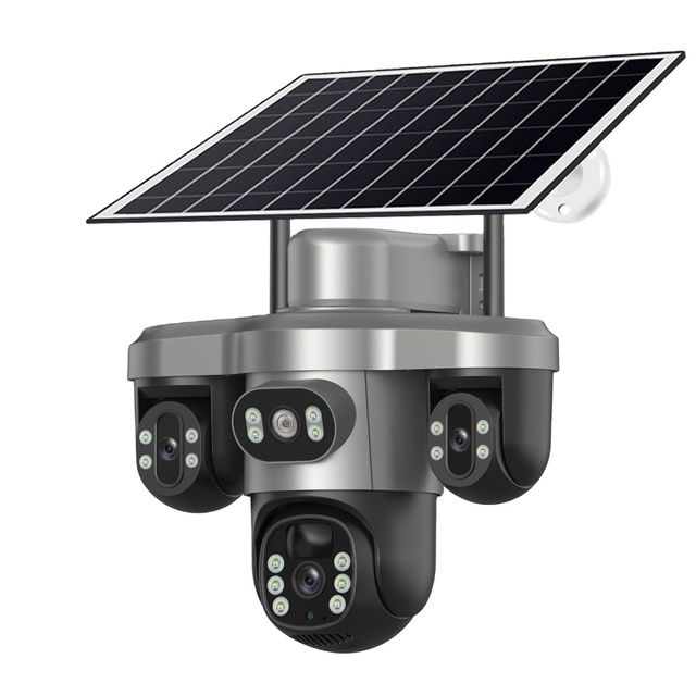 New V380pro 6MP 10X Zoom Security Camera Solar Powered Three-Axis PTZ Night Vision Pan-Tilt Built-in Siren Mic CMOS WiFi 4G LTE