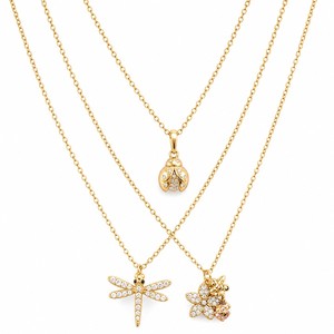 Collana WANQI Impermeabile in Acciaio Inossidabile Placcato Oro 18K con Ciondolo a Forma di Libellula e Coccinella a Sette Punti con Zirconi - Product Image 1