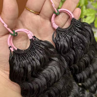 Nouvelles extensions de cheveux humains en micro-anneaux à crocheter pour tresses, plumes, tresses sans nœuds, paquet de cheveux humains sans trame