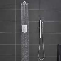 Système de douche moderne en laiton chromé avec cartouche céramique, mitigeur à poignée unique, jets de massage, pommeau de douche mural haute pression et douchette à main