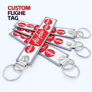 Custom <b>Key</b> Jet Tag Woven Letterpress Printing Luggage ID Label Pig Panda Dog Fruit Rectangle Travel Suitcase Gift Carabiner - Product Image 3
