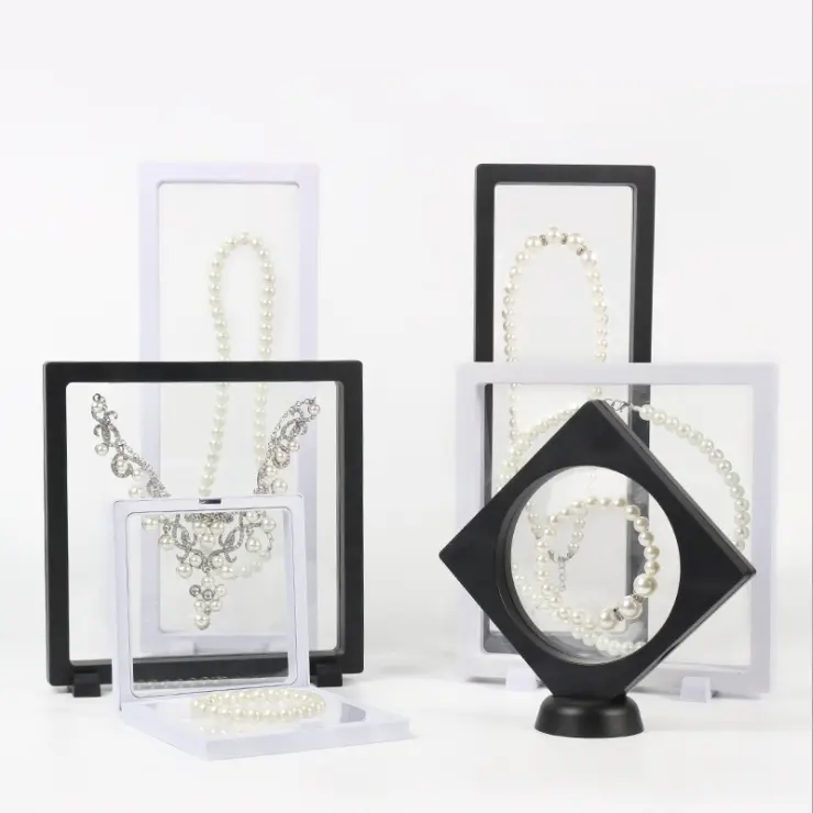 Groothandel Transparante Doos Sieraden Mode Drijvende Sieraden Display Pe Film Verpakking Voor Ketting Armband Ring Gift Case