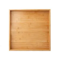 Plateau de service en bambou écologique de grande taille avec poignées latérales ergonomiques pour la présentation du café, du thé, des fruits et des aliments